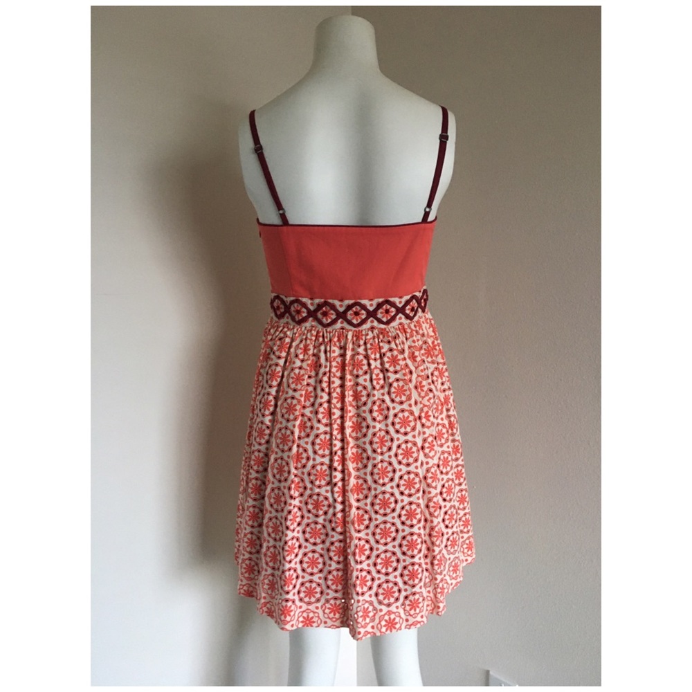 Fossil Retro Coral Burgundy Eyelet Lace Sun Dress - Picture 7 of 8
